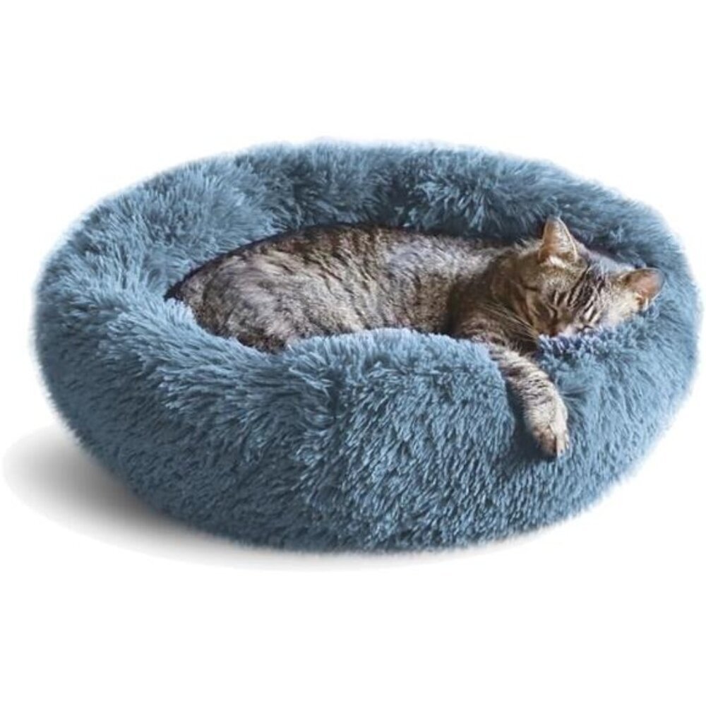 Cat Beds for Indoor Cats Washable, Orthopedic Soft Fluffy Round Calming Pet